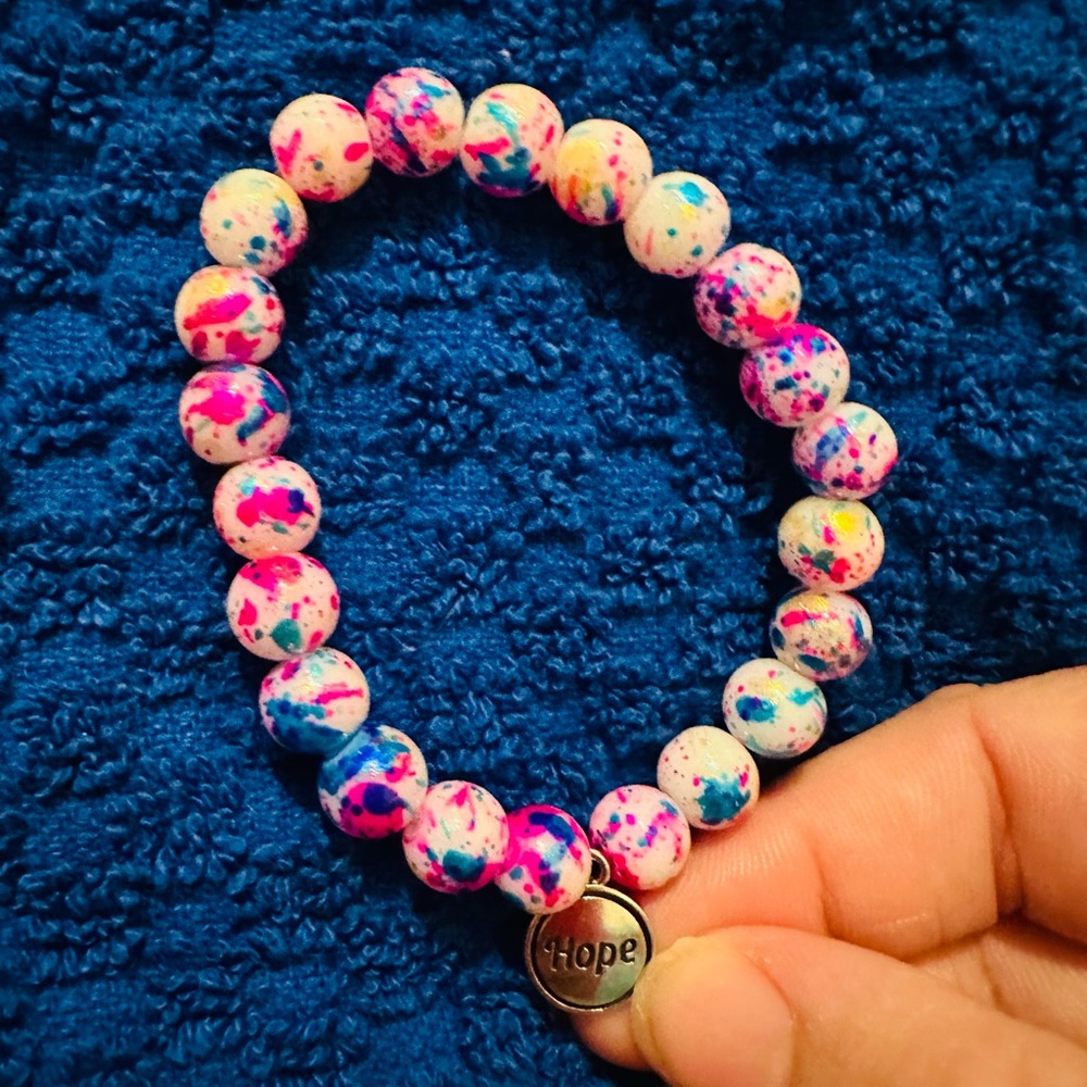BEAUTIFUL COTTON CANDY GLASS BRACELET